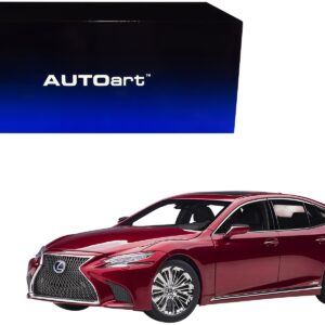 Lexus LS500h Morello Red Metallic with Chrome Wheels 1/18 Model Car by Autoart