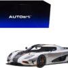 Koenigsegg Agera RS Moon Silver with Carbon and Orange Accents 1/18  Model Car by Autoart