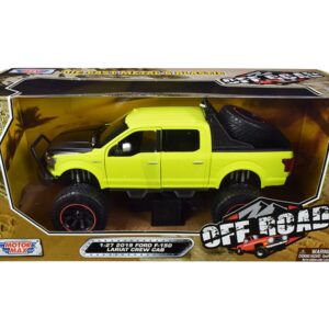 2019 Ford F-150 Lariat Crew Cab Pickup Truck Off Road Bright Green 1/27 Diecast Model Car by Motormax