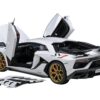 Lamborghini Aventador SVJ Bianco Asopo Pearl White with Gold Wheels 1/18 Model Car by Autoart