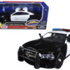 2011 Dodge Charger Pursuit Police Car Black and White with Flashing Light Bar and Front and Rear Lights and 2 Sounds 1/24 Diecast Model Car by Motormax