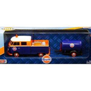 Volkswagen Service Pickup Truck with Plastic Oil Tank “Gulf Oil” 1/24 Diecast Model Car by Motormax