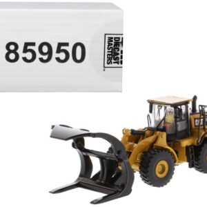 CAT Caterpillar 972M Wheel Loader with Log Fork and Operator “High Line” Series 1/87 (HO) Scale Diecast Model by Diecast Masters