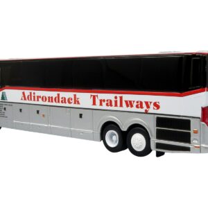 Prevost H3-45 Coach Bus “Adirondack Trailways” Silver Metallic and White with Red Stripes Limited Edition 1/87 (HO) Diecast Model by Iconic Replicas