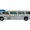 1959 GM PD4104 Motorcoach Bus “Greyhound” Silver and Cream with Blue Stripes “Vintage Bus & Motorcoach Collection” Limited Edition Limited Edition 1/87 (HO) Diecast Model by Iconic Replicas