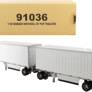 Wabash National 28′ Double Pup Trailers White “Transport Series” 1/50 Diecast Model by Diecast Masters