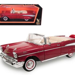 1957 Chevrolet Bel Air Convertible Red 1/18 Diecast Model Car by Road Signature