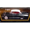 1957 Chevrolet Bel Air Hardtop Black with White Top and Red Interior 1/18 Diecast Model Car by Road Signature