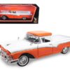 1957 Ford Ranchero Pickup Orange and White 1/18 Diecast Model Car by Road Signature