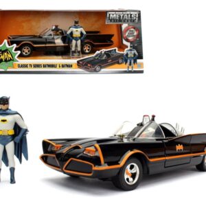 1966 Classic TV Series Batmobile with Diecast Batman and Plastic Robin in the car 1/24 Diecast Model Car by Jada