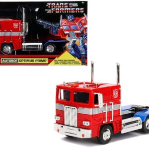 G1 Autobot Optimus Prime Truck Red with Robot on Chassis from “Transformers” TV Series “Hollywood Rides” Series 1/24 Diecast Model by Jada