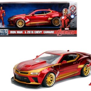 2016 Chevrolet Camaro with Iron Man Diecast Figure “Marvel” Series 1/24 Diecast Model Car by Jada