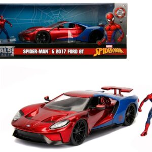 2017 Ford GT with Spider Man Diecast Figurine “Marvel” Series 1/24 Diecast Model Car by Jada