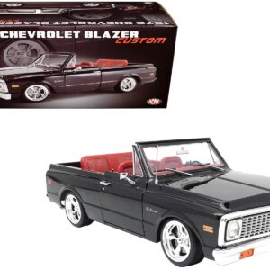 1972 Chevrolet Blazer Custom Black with White Top and Red Interior Limited Edition to 698 pieces Worldwide 1/18 Diecast Model Car by ACME