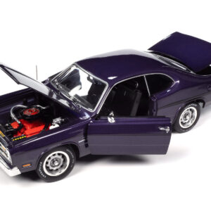 1970 Plymouth Duster 340 Violet Metallic with Black Stripes “Mecum Auctions” “American Muscle” Series 1/18 Diecast Model Car by Auto World