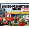 Skill 3 Model Kit White Freightliner SD/DD Truck Tractor 2-in-1 Kit with Display Base “75th Freightliner Anniversary” Commemorative Edition 1/25 Scale Model by AMT