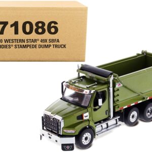 Western Star 49X SBFA OX Bodies Stampede Dump Truck Olive Green Metallic “Transport Series” 1/50 Diecast Model by Diecast Masters