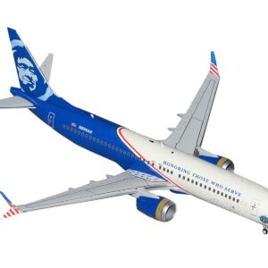 Boeing 737 MAX 8 Commercial Aircraft “Alaska Airlines – Honoring Those Who Serve” (N806AK) White and Blue “Gemini 200” Series 1/200 Diecast Model Airplane by GeminiJets