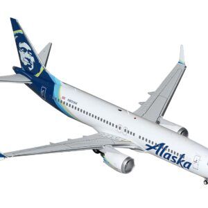 Boeing 737 MAX 8 Commercial Aircraft “Alaska Airlines” (N801AK) White with Blue Tail “Gemini 200” Series 1/200 Diecast Model Airplane by GeminiJets