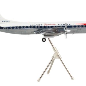 Lockheed L-188 Electra Commercial Aircraft “Braniff International Airways” White with Blue Stripes “Gemini 200” Series 1/200 Diecast Model Airplane by GeminiJets