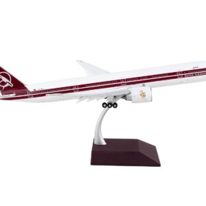 Boeing 777-300ER Commercial Aircraft with Flaps Down “Qatar Airways” White with Dark Red Stripes “Gemini 200” Series 1/200 Diecast Model Airplane by GeminiJets