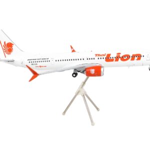 Boeing 737 MAX 9 Commercial Aircraft “Thai Lion Air” White with Orange Tail Graphics “Gemini 200” Series 1/200 Diecast Model Airplane by GeminiJets