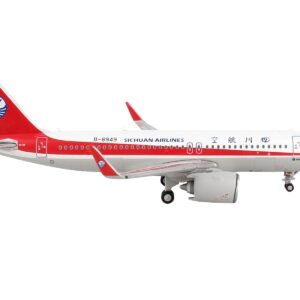 Airbus A320neo Commercial Aircraft “Sichuan Airlines” White with Red Stripes and Tail 1/400 Diecast Model Airplane by GeminiJets