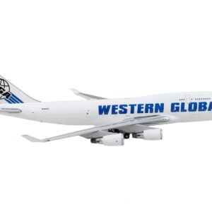 Boeing 747-400F Commercial Aircraft “Western Global” White with Blue Tail Stripes 1/400 Diecast Model Airplane by GeminiJets