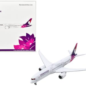 Boeing 787-9 Dreamliner Commercial Aircraft with Flaps Down “Hawaiian Airlines” (N780HA) White with Purple Tail 1/400 Diecast Model Airplane by GeminiJets