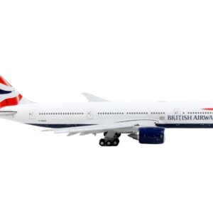 Boeing 777-200ER Commercial Aircraft with Flaps Down “British Airways” White with Tail Stripes 1/400 Diecast Model Airplane by GeminiJets