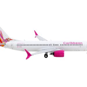 Boeing 737 MAX 8 Commercial Aircraft “Caribbean Airlines” White with Tail Graphics 1/400 Diecast Model Airplane by GeminiJets