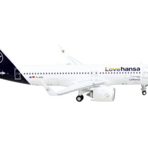 Airbus A320neo Commercial Aircraft “Lufthansa – Lovehansa” White with Dark Blue Tail 1/400 Diecast Model Airplane by GeminiJets