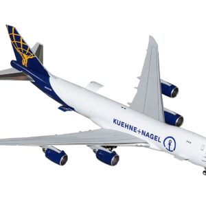 Boeing 747-8F Commercial Aircraft “Atlas Air – Kuehne+Nagel” (N862GT) White with Blue Tail “Interactive Series” 1/400 Diecast Model Airplane by GeminiJets