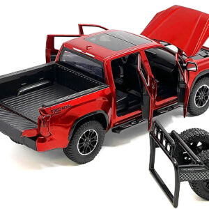 2023 Toyota Tundra TRD 4×4 Pickup Truck Red Metallic with Sunroof and Wheel Rack 1/24 Diecast Model Car