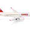 Airbus A220-100 Commercial Aircraft “Swiss International Air Lines” (HB-JBH) White with Red Tail 1/200 Diecast Model Airplane by Herpa