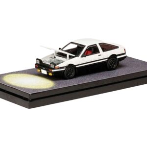 Toyota Sprinter Trueno (AE86) RHD (Right Hand Drive) White and Black “Engine Mounted Model VS Wataru Akiyama” “Initial D” (1995-2013) Manga 1/64 Diecast Model Car by Hobby Japan