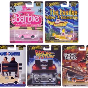 “Pop Culture 2025” 5 piece Set H “Premium Series” Diecast Model Cars by Hot Wheels