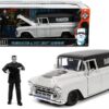 1957 Chevrolet Suburban Gray and Black with Graphics and Frankenstein Diecast Figurine “Universal Monsters” “Hollywood Rides” Series 1/24 Diecast Model Car by Jada