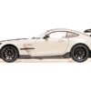 2021 Mercedes-Benz AMG GT Black Series White Metallic with Black Top and Hood Stripes 1/18 Diecast Model Car by Minichamps