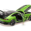 2021 Mercedes-Benz AMG GT Black Series Matt Green Metallic with Black Top and Hood Stripes 1/18 Diecast Model Car by Minichamps