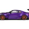 2022 Nissan Skyline GT-R (R35) Liberty Walk Body Kit 2.0 RHD (Right Hand Drive) Purple Metallic with Black Top and Carbon Hood “Purplezilla” 1/18 Diecast Model Car by Solido