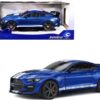 2020 Ford Mustang Shelby GT500 Fast Track Ford Performance Blue Metallic with White Stripes 1/18 Diecast Model Car by Solido