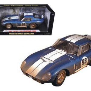 1965 Shelby Cobra Daytona #98 Blue with White Stripes After Race (Dirty Version) 1/18 Diecast Model Car by Shelby Collectibles