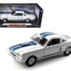 1966 Ford Mustang Shelby GT350 White with Blue Stripes 1/18 Diecast Model Car by Shelby Collectibles