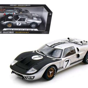 1966 Ford GT-40 MK II #7 Silver 1/18 Diecast Model Car by Shelby Collectibles