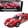 1966 Ford GT-40 MK II #5 Red with White Stripes Le Mans 1/18 Diecast Model Car by Shelby Collectibles