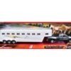 Chevrolet Silverado 2500HD Pickup Truck Gray Metallic with Horse Trailer White and Horse Figures “Long Haul Truckers” Series 1/32 Diecast Model by New Ray