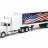 Freightliner Classic XL Truck White with Dry Van Trailer White with Patriotic Graphic “Long Haul Truckers” Series 1/32 Diecast Model by New Ray