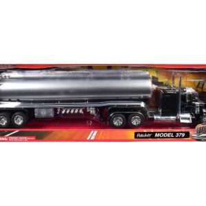 Peterbilt 379 Truck Black with Tanker Trailer Silver “Long Haul Truckers” Series 1/32 Diecast Model by New Ray