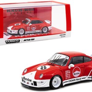 Porsche RWB 993 #8 “Morelow” Red and White “RAUH-Welt BEGRIFF” 1/43 Diecast Model Car by Tarmac Works